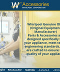Whirlpool Genuine OEM Parts advertisement with focus on FreshFlow Refrigerator Air Filter Carbon Odor Busting Replacement