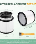 Reusable Wet Dry Vacuum Filter Replacement For Shop Vac 90304 90333 90350 set size diagram with HEPA cartridge and brush