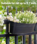 Three Piece Metal Hanging Flower Pots For Railing And Fence Outdoor Planter 15.7 Inch Hanging Bucket Pots With Detachable Hooks