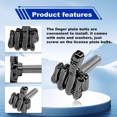 Fresh Hand Style License Plate Screw Kit Stainless Steel Finger Fastener featuring black bolts for secure mounting.