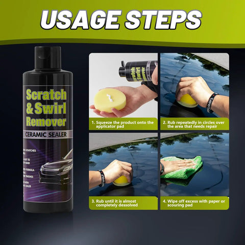 DIY Car Scratch Remover Kit For At Home Paint Repairs No Pro Needed, usage steps with polishing compound and applicator pad