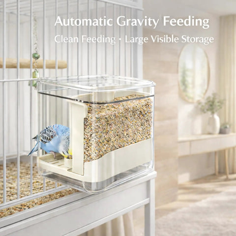 Top Shelf Cage Mounted Bird Feeder Keeping The Mess At Bay With Non Spill Design And Plenty Of Seed Space Featuring A Solid Perch For Your Feathered Friends To Chow Down In Comfort with visible seed storage.