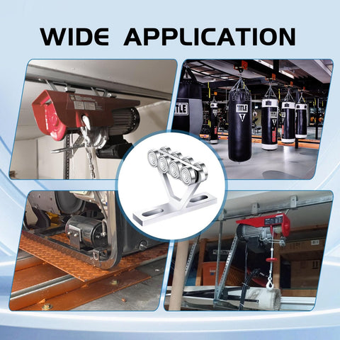 8 Wheel Heavy Duty Hoist Trolley Kit For Unistrut One And Five Eighths Inch Channels, Silent Low Noise Operation, used in multiple applications