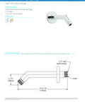 Diagram of Neo Shower Arm And Flange Brushed Nickel 7 Inch Modern Design Brass Construction Half Inch NPTM Inlet And Outlet