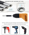 ChgImposs magnetic bit holder extension set, 3 pieces, 1/4-inch hex shanks for drills and drivers.