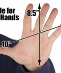 Hand dimensions illustrating size suitable for Heavy Duty 23 Point 6 Inch Rubber Sandblast Cabinet Gloves For Sandblasting.