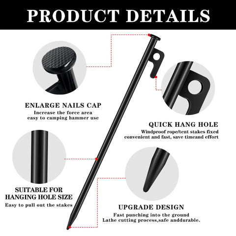 Detailed view of Beefy Heavy Duty Tree Stakes And Leaning Tree Support Kit features including enlarged cap and quick hang hole