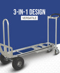 3-In-1 Aluminum Hand Truck And Platform Cart With Stair Climber Converts Between Upright Hand Truck Flat Platform And Stair Climbing Modes 550 Lb Upright Capacity And 770 Lb Platform Load Heavy Duty Utility Cart, shown in flat platform mode