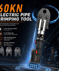 21V Brushless Electric Copper Pipe Crimper, 60KN powerful press tool with 3 jaws, suitable for 1/2, 3/4, and 1 inch tubing.