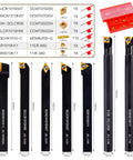 All In One Pro Grade Indexable Lathe Tool Set 21 Pieces 3/8 Inch Shank With 7 Metal Lathe Tool Holders And 14 Carbide Inserts