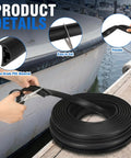 50 Ft Semi Rigid Boat Rub Rail Kit marine grade dock bumpers being cut, showing flexibility and marine-grade PVC material