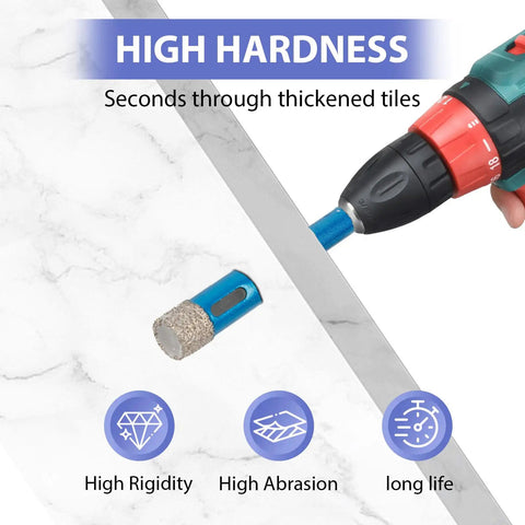 Drilling with Eleven Piece Diamond Hole Saw Set With Drill Bit For Porcelain Ceramic Tile Granite Marble And Masonry