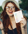 Clear Calendar Date Number Stamps For Card Making And Bullet Journaling Premium Transparent Silicone Stamps showing a smiling woman with 2023 calendar.