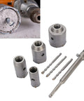 Ycauty Tungsten Steel Concrete Hole Saw Kit For HVAC And Water Pipes 30mm To 65mm Drilling Heavy Duty Tool For Red Brick Stone And Sun Dried Mud Walls With Fast Chip Removal Efficiency. Drill bits and hole saws on white background