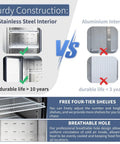 Stainless steel interior of 54 Inch Wide Commercial Reach In Display Refrigerator Featuring Dual Tempered Glass Doors Heavy Duty Beverage Merchandiser Cooler.