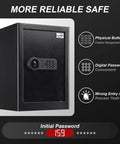 Fireproof And Waterproof Home Safe With Keypad Lock, 2.2 Cu Ft Large Lock Box Cabinet Safe, Solid Steel Construction