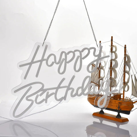 Decked Out Birthday Neon Sign Wall Decor With Dimmable USB Power Switch Reusable White Neon Light 17x12 Inches with ship model