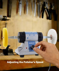 Adjusting speed on 450W Jewelry Polisher With Variable Speed Bench Polishing Machine For Delicate To Heavy Duty Finishing