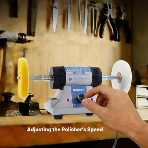 Adjusting speed on 450W Jewelry Polisher With Variable Speed Bench Polishing Machine For Delicate To Heavy Duty Finishing