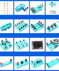 Electricity And Magnetism Kit For Students Hands On Physics Circuit Lab with 54 accessory pieces displayed in grid layout.