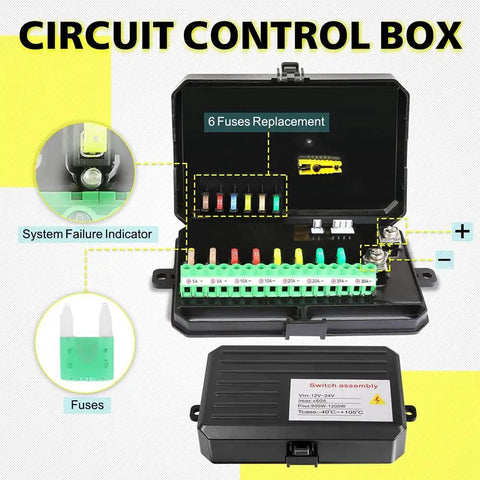 Eight Gang LED Car Switch Panel With Touch Button Relay System for Trucks Boats UTVs Marine and SUVs DC 12 24V open case