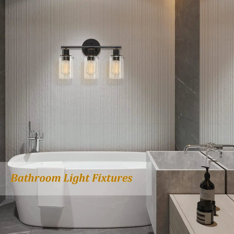 Three-Light Slick Oil Rubbed Bronze Bathroom Vanity Light With Clear Glass Shades Waterproof Modern Wall Sconce Over Mirror