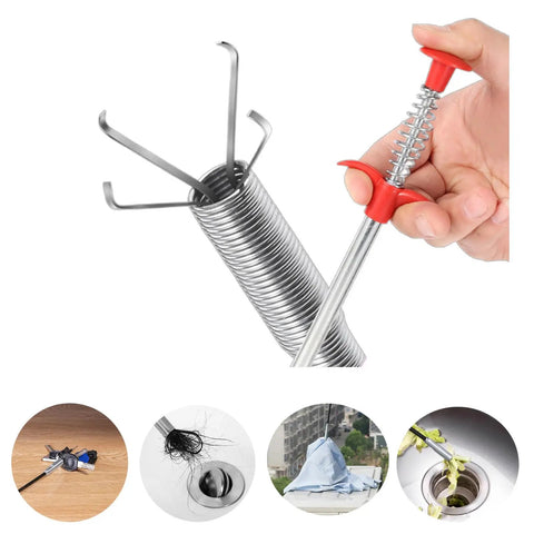 62 Inch Ultra Slim Drain Clog Remover Toilet Snake With Four Claw Grabber Spring, Flexible Plumbing Reacher Tool For Hair, Jewelry, Keys And Clothes, Cleans Kitchen Sink, Shower, Bathtub, Toilet, Sewer