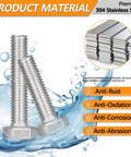 M6 Screws Kit 232 Pieces With Hex Nuts, Flat Washers, And Split Lock Washers, 16mm To 50mm Stainless 304 Fasteners For Automotive, Machinery, And Structural Projects, 304 stainless bolts