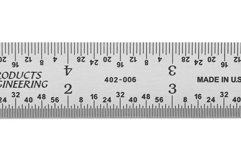Dead Nuts Accurate Six Inch Metal Ruler Featuring Sharp Etched Scale Markings Built From Fully Hardened Carbon Steel With Sleek Chrome Plating for clear dimensional checks.