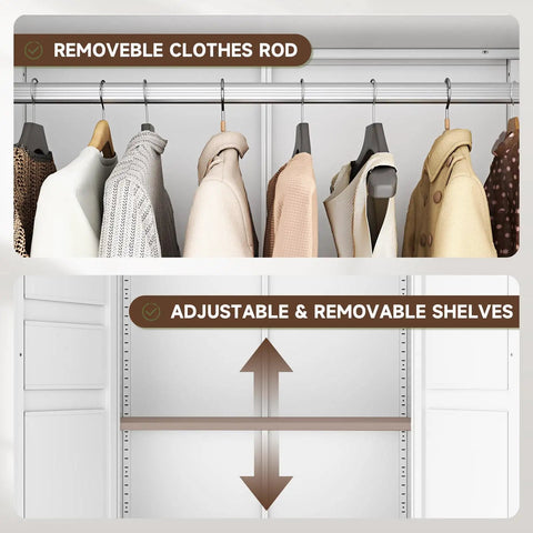 Built To Last Steel Armoire Wardrobe Closet With Doors Shelves And Hanging Rod 18 Inch Deep Metal Closet With Two Drawers