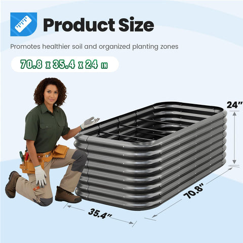 Oval Galvanized Raised Garden Bed Kit With Strengthened Crossbar For Tall Metal Planter Box To Grow Veggies In Outdoor 6x3x2 ft