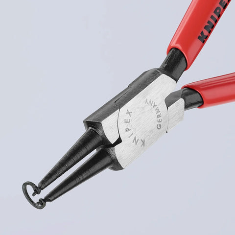 Close-up of red pliers from 4 Piece Circlip Pliers Set In Pouch For Internal And External Retaining Rings Snap Rings Forged Non Slip Tips