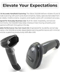 Handheld 2D Barcode Scanner Kit With USB Cable And USB A To USB C Adapter Cleaning Cloth Wired Standard Range Imager Black