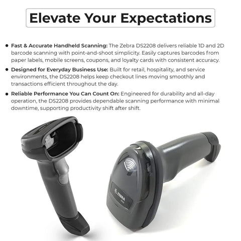 Handheld 2D Barcode Scanner Kit With USB Cable And USB A To USB C Adapter Cleaning Cloth Wired Standard Range Imager Black