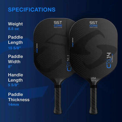 CX14H Next Level Power Hyper Pickleball Paddle With 3 5 Eighths Inch Handle, 8.5 Oz Weight, 3K Woven Carbon Fiber Face