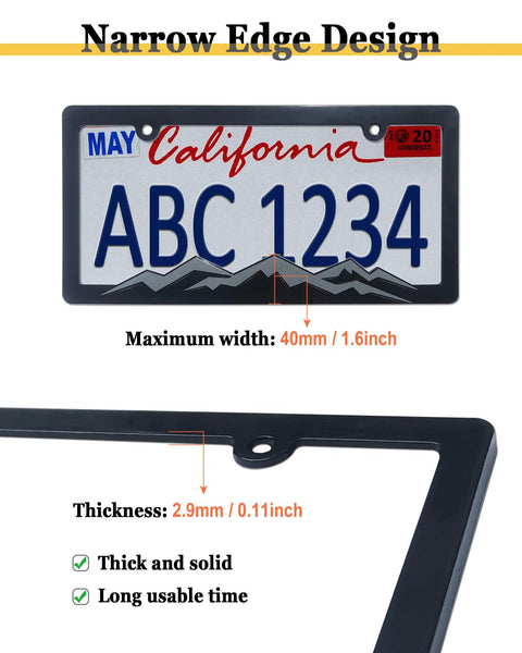 Mountain Themed License Plate Frames Gray On Black Raised Mountain Design Plastic Car Tag Holder detail image