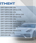 Fitment guide for Heavy Duty Engine Water Pump For Bmw 230i 330i 320i 430i X3 X4 2.0L models from 2017 to 2019.