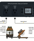 Ort Automatic Vacuum Switch for power tools, dark gray housing with two outlets and LCD display