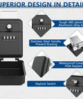 Lock It Down Tight With This Solid Window Mount Security Box Designed With A Slick Four Digit Combo Dial And A Clever Emergency Backup Key So You Can Skip The Stress And Stay Worry Free During Busy Turo Shifts Or Daily Rideshare Runs. Features waterproof cover and keylock switch.