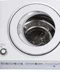 All In One Electric Washer Dryer Combo Smooth Operator featuring thick stainless drum viewed from above, compact fit for laundry.