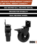 Side Mount Swivel Caster Wheels Set of 4 for Furniture and Cart, 3 Inch Knobby Tire Casters with Black Powder Coated L Shaped Plate
