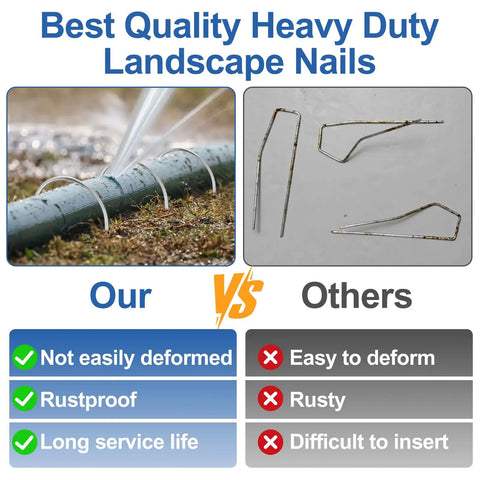 U Shape Drip Irrigation Stakes Pack Of 150 Heavy Duty Galvanized Garden Staples 6 Inch Rust Resistant Landscape Stakes For Securing Tubing Hoses Lawn Edges And Landscape Fabric Barrier comparison with inferior options
