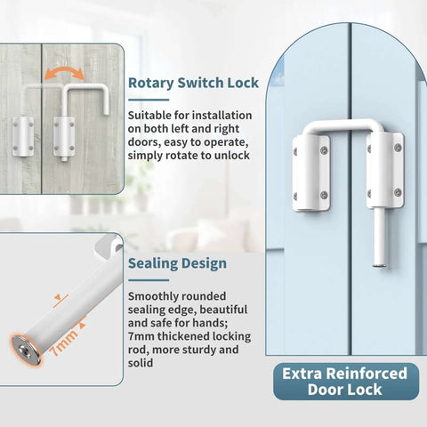 Upgraded Aluminum Sliding Door Loop Lock With 2 Inch U Shaped Multi Angle Design for 90 and 180 Degree Sliding Barn Doors Fences Windows Closets And Wardrobes No Fuss Setup Easy Install Durable White Gate Latch 1 Pack