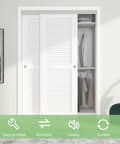 5 Foot 60 Inch Bypass Door Hardware Kit With Aluminum Double Closing Sliding Closet Doors, Finger Pull Included, Silver Finish