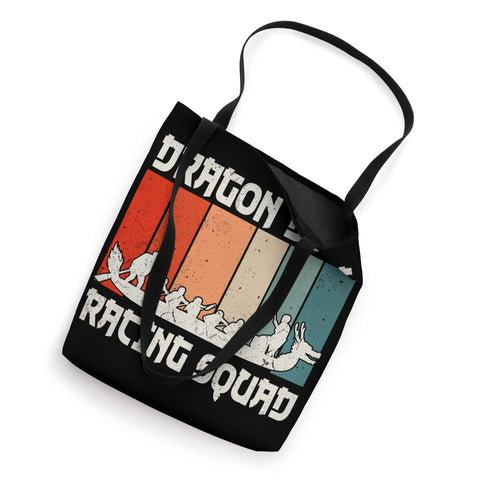 Durable 16x16 Tote Bag For Dragon Boat Racing Crew With Two 14 Inch Black Cotton Webbing Handles, retro graphic design