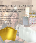 Gold Tin Foil Craft Kit With 15 Dual-Sided Aluminum Foil Sheets, tools, and accessories for crafting and DIY art projects