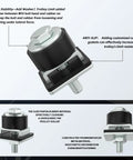 Trolley Roller Wheel Limit Stop Kit For Unistrut Channel 1-5/8 Inch Wide Or Taller Keeps Trolley Assembly From Detaching Easy Hex Nut Install Pack Of 8 showing components and features like anti-slip rubber gaskets and reinforced metal material.