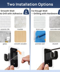 Comparison of no-drill adhesive and hardware installation for No Drill Curtain Rod For Windows 27 To 52 Inches Adjustable.