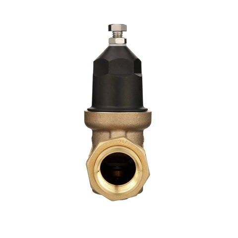NR3XL 1 Inch Pressure Reducing Valve With Double Union FNPT Connection, front view, bronze body