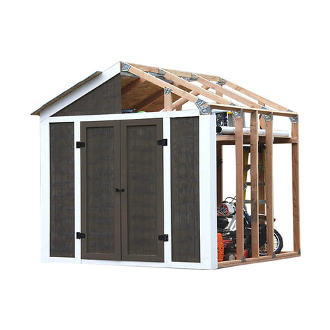 7x8 Foot Peak Roof DIY Framing Kit For Storage Shed Build With 24 Galvanized Steel Angles And 12 Base Plates No Wood Included So You Can Build Your Own Shed Frame With Your Own Lumber